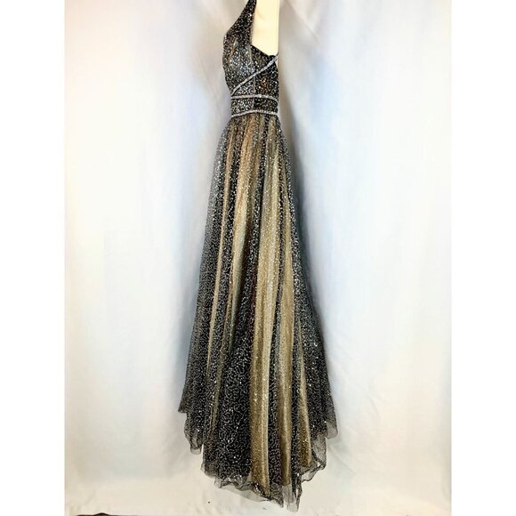Dave & Johnny Black Sequin Halter Formal Gown $286 - Picture 6 of 14